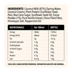 Nutritional information and ingredient list for Grounded mint chocolate protein milkshake