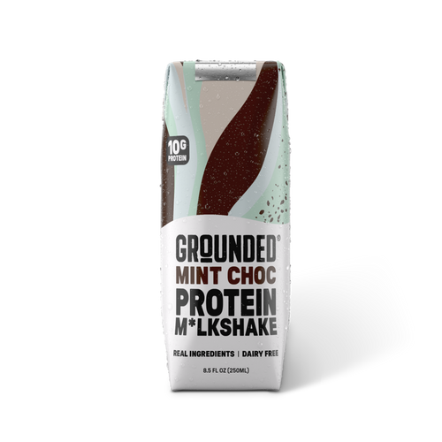 GROUNDED Mint Chocolate Milk 8.5 fl oz carton, dairy-free, 10g protein