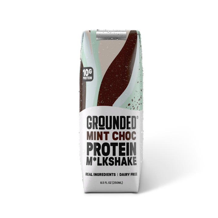 GROUNDED Mint Chocolate Milk 8.5 fl oz carton, dairy-free, 10g protein