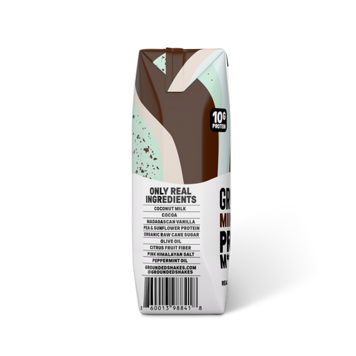 GROUNDED Mint Chocolate Milk 8.5 fl oz carton, side view