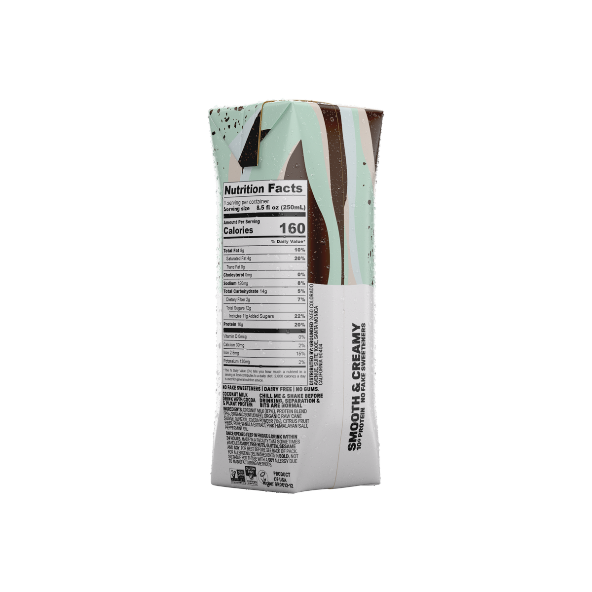 GROUNDED Mint Chocolate Milk 8.5 fl oz carton, angled view
